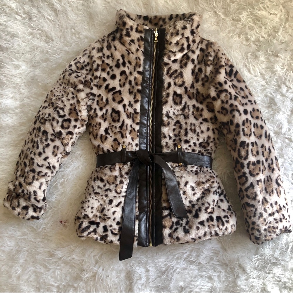 BCX Girls NWOT Faux Fur Leopard Coat